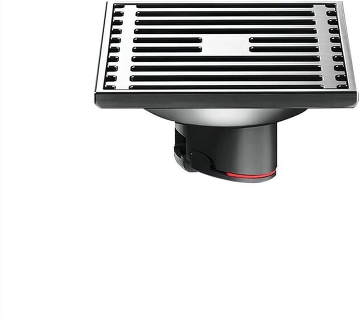 Rechthoekige RVS afvoerafdekking voor doucheruimte - Geurremmend - 100 mm - Zwart