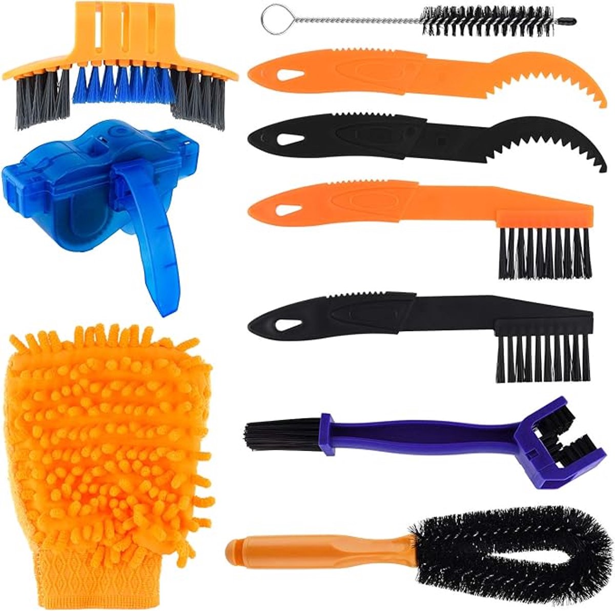 10-delige fietsreinigingsset – Reinigingsborstels voor fiets, ketting, tandwielen en frame