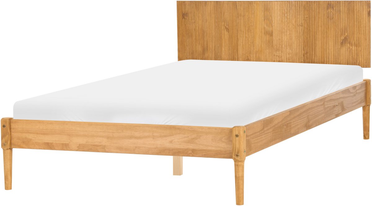 AMBAZAC - Tweepersoonsbed - Lichtbruin - 140 x 200 cm - Grenenhout