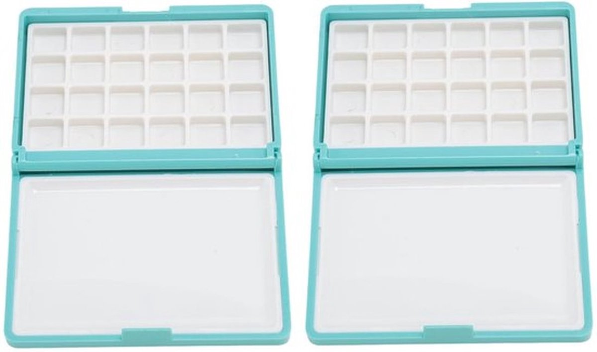 Waterverf Set Draagbaar - 2-delige Aquareldozen - Kunstenaars Palet - Schilderen Onderweg - Compact en Handig - Aquarelpalet