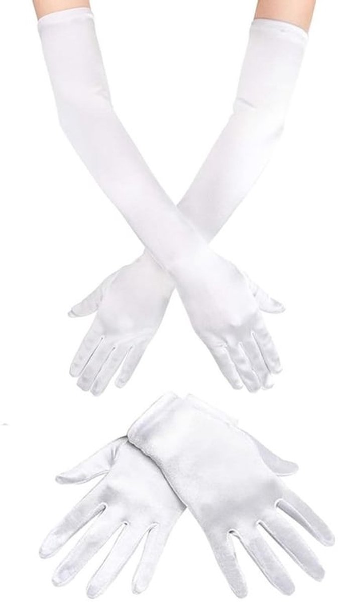 Avondhandschoenen Elegante Retro - Lange/Korte Handschoenen - 2 Paar - Zacht/Soepel Spandex - Geschikt voor Feestjes/Evenementen