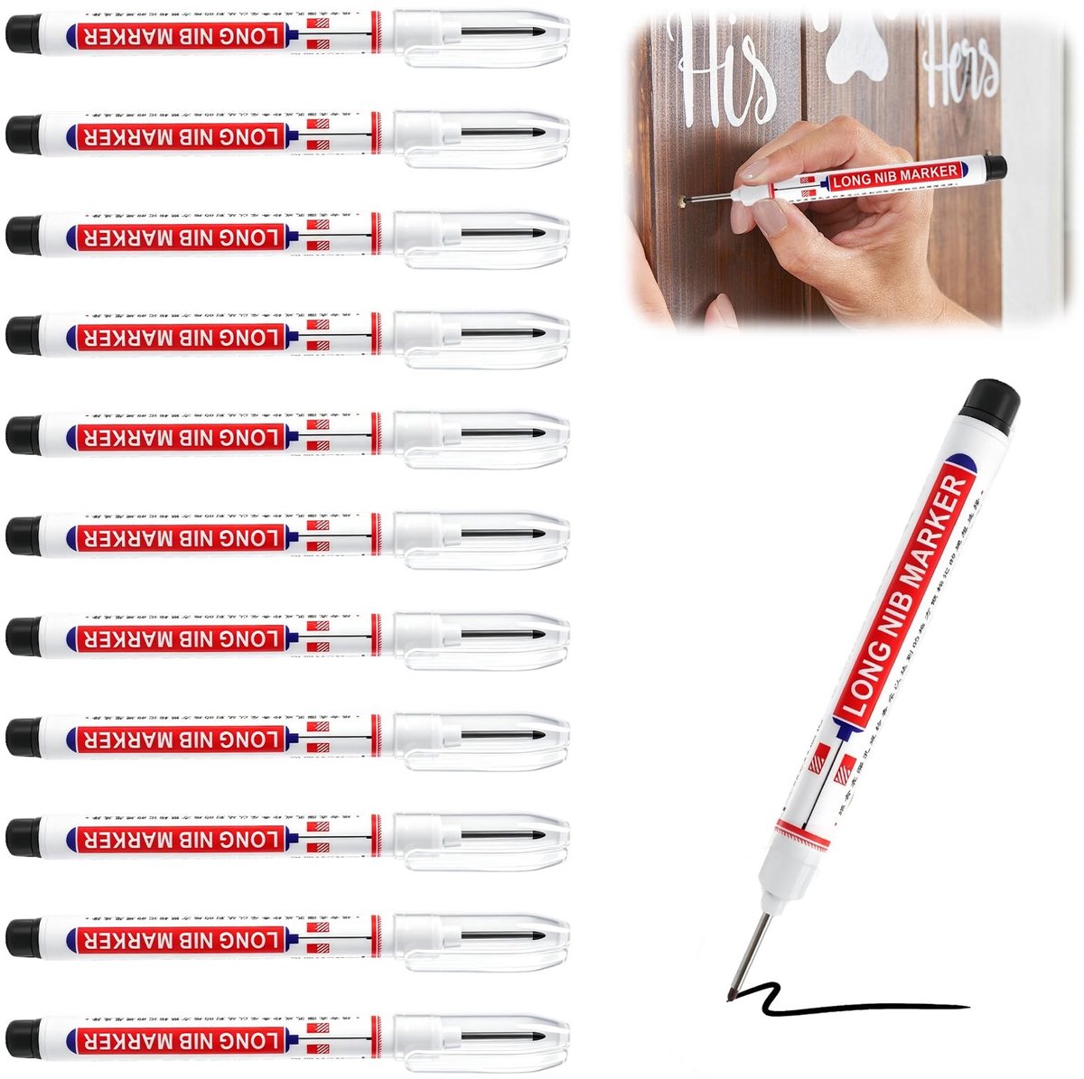 Solidchoice - Set van 12 Diepe Gaatjes Markers met Lange Punt