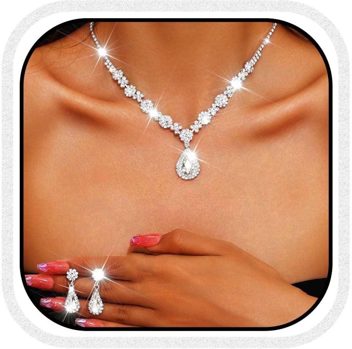 Solidchoice - Zilveren Strass Ketting voor Bruidsaccessoires