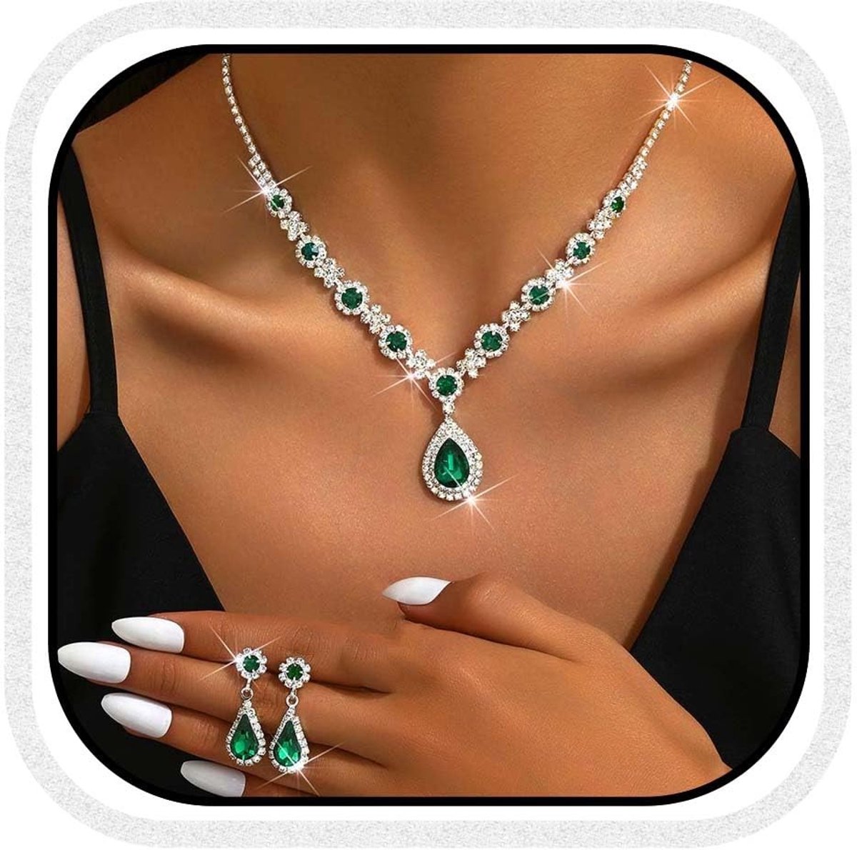 Solidchoice - Groene Strass Ketting voor Bruidsaccessoires