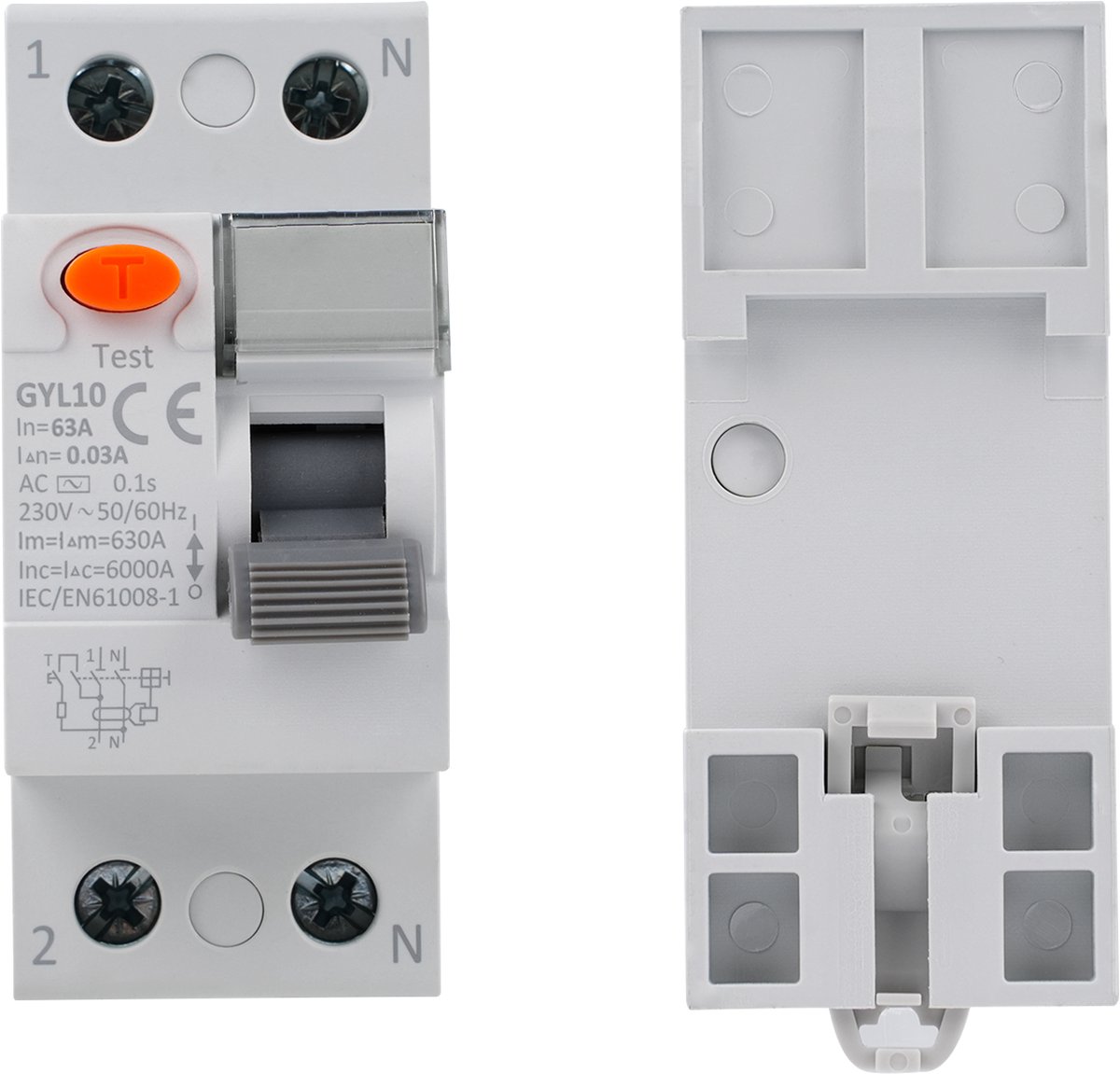 GEYA GYL10 aardlekschakelaar - 2P 63 A - 30 mA - 230 V AC