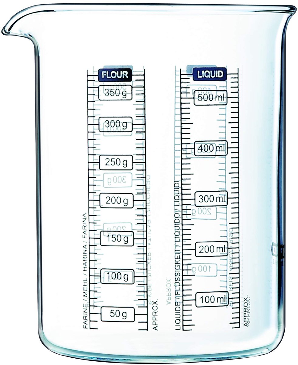 Famanu – Maatglas van borosilicaatglas, transparant, 500 ml, ideaal voor koken en bakken