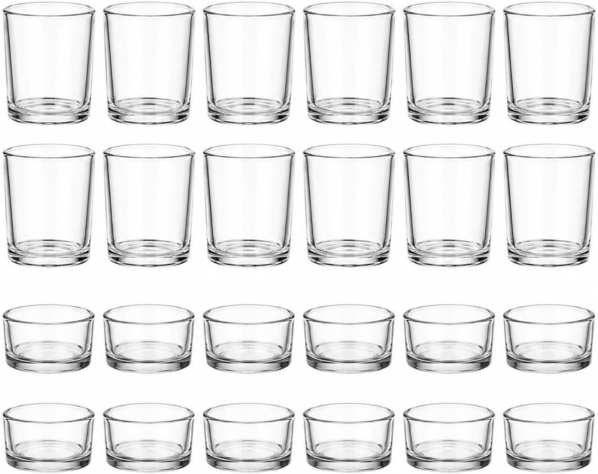 Windlicht van glas - Transparant - Set van 24 stuks - Hoogwaardig Glas - Voor Feestelijke en Gezellige Sferen