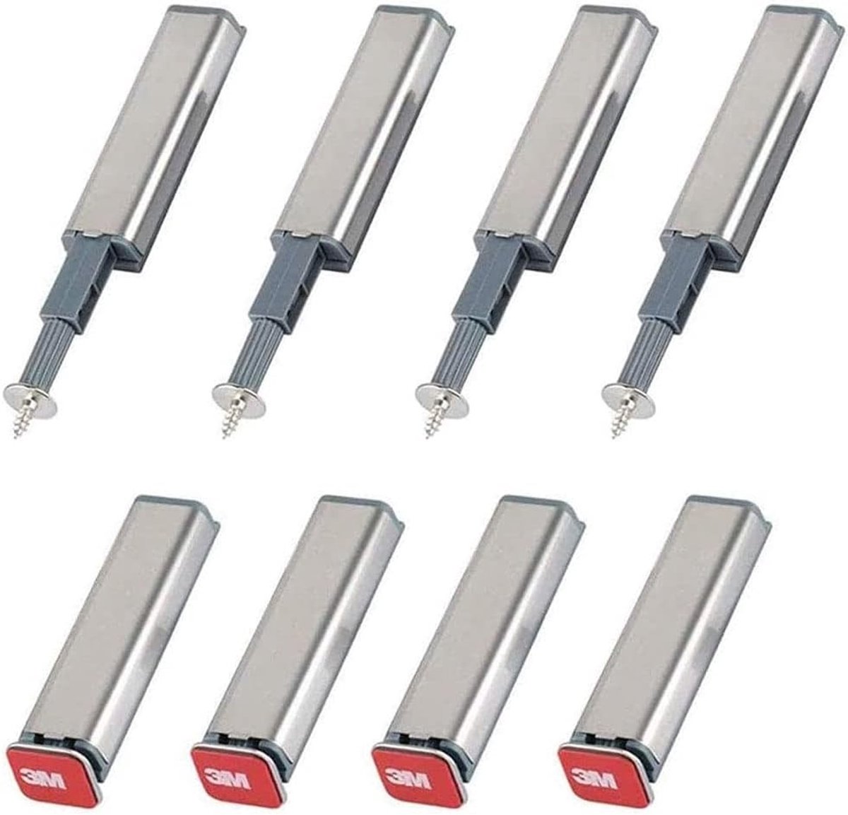 8 Stuks Push-to-Open Systeem met Demper en Magnetische Sluiting voor Kastdeuren en Lades, Inclusief Schroeven en Lijm