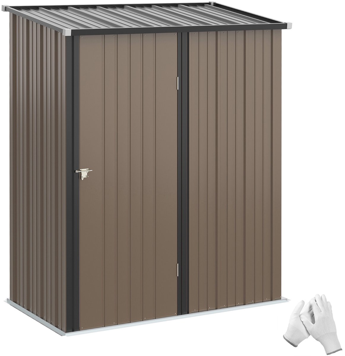 Metalen tuinschuur - 1 - 34 m² - 161 - 5 x 94 - 5 x 196 cm - gereedschapsschuur met lessenaarsdak - afsluitbare deur - weerbestendig - tuinhuis - buitenhuisje voor in de achtertuin - bruin
