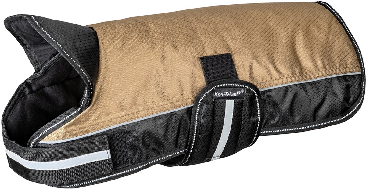 Knuffelwuff Hondenjas functioneel textiel reflecterend met kraag 35cm bruin