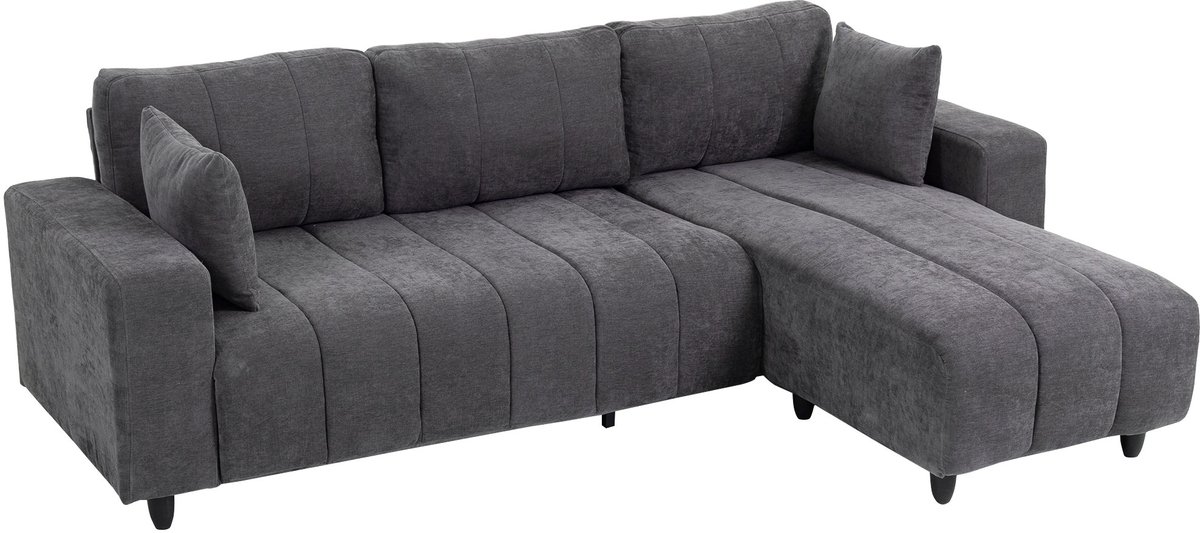 HOMCOM hoekbank - stof met linnenlook (100% polyester) - 242 x 156 x 87 cm - donkergrijs