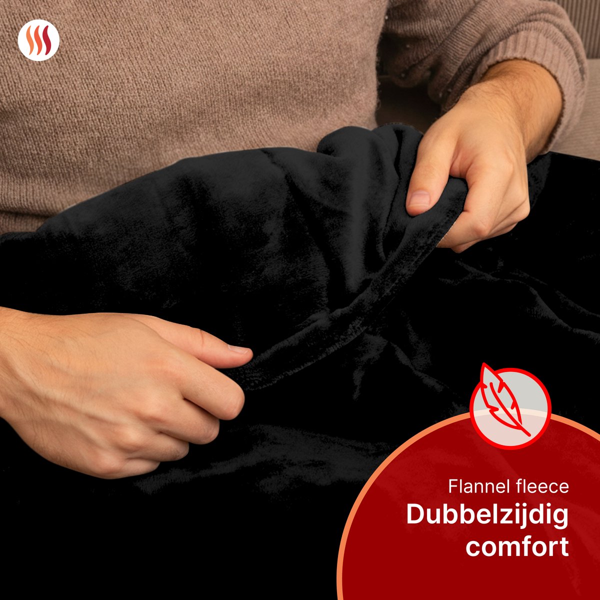 Seranova Elektrische Deken - 160x120 cm - 1 Persoons Warmtedeken - Dubbelzijdig Fleece - Knuffeldeken - Zwart thumbnail 4