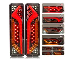 Set van twee vrachtwagenachterlichten - Met achteruitrij- en richtingaanwijzers - 57 LED-lampjes met hoge helderheid - 12V/24V - LED-achterlichten - Geschikt voor kleine landbouwvoertuigen en vrachtwagens - Inclusief remlichtfunctie