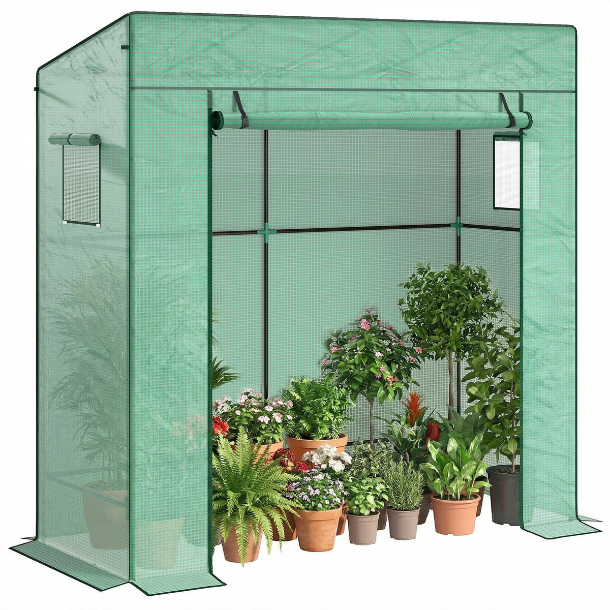Outsunny-kas-PE-196x77x178cm-groen