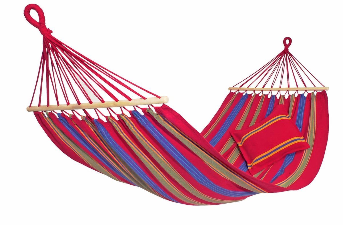 Famanu – Hangmat Aruba in cayenne kleur, zachte katoenen hangmat met groot ligvlak, incl. draagtas, belastbaar tot 180 kg, ligoppervlak 2,1 m x 1,2 m, gewicht 1,9 kg