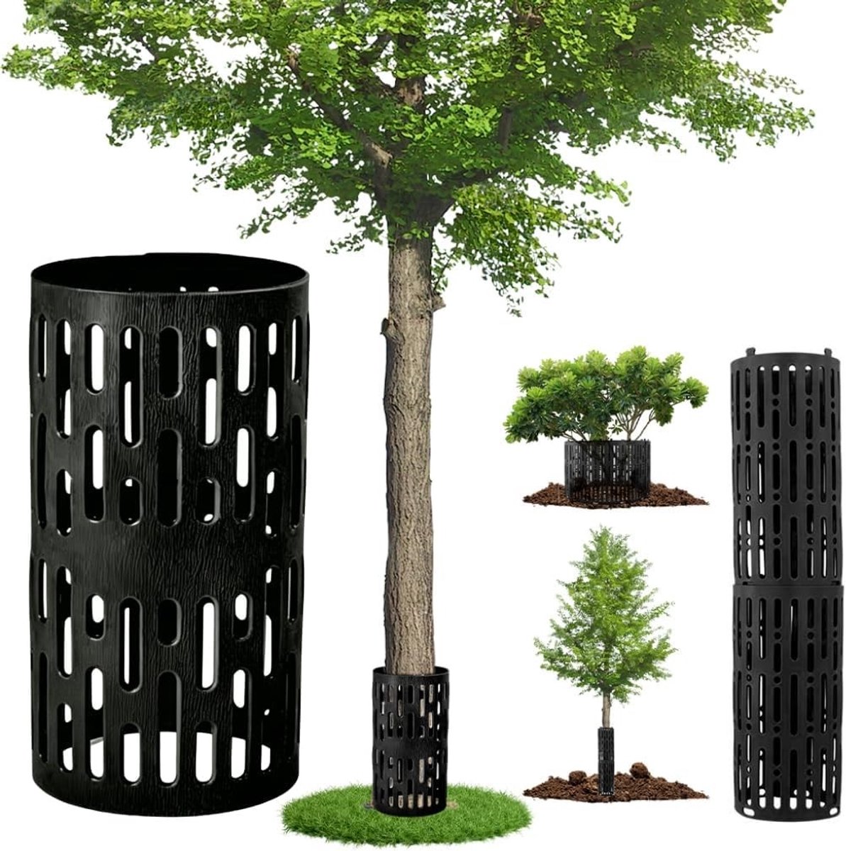 Boombeschermhoezen - 9 stuks, 33 x 21 cm, weerbestendige kunststof met ventilatiegaten en kabelbinders, ideale bescherming voor jonge bomen tegen grasmaaiers en trimmers