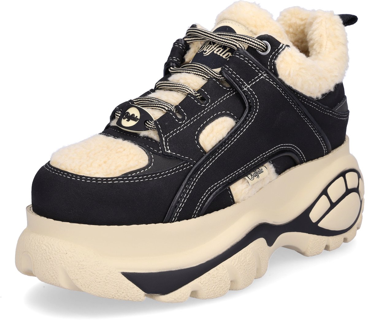 Buffalo damessneaker 1339-14 Rev Warm beige zwart