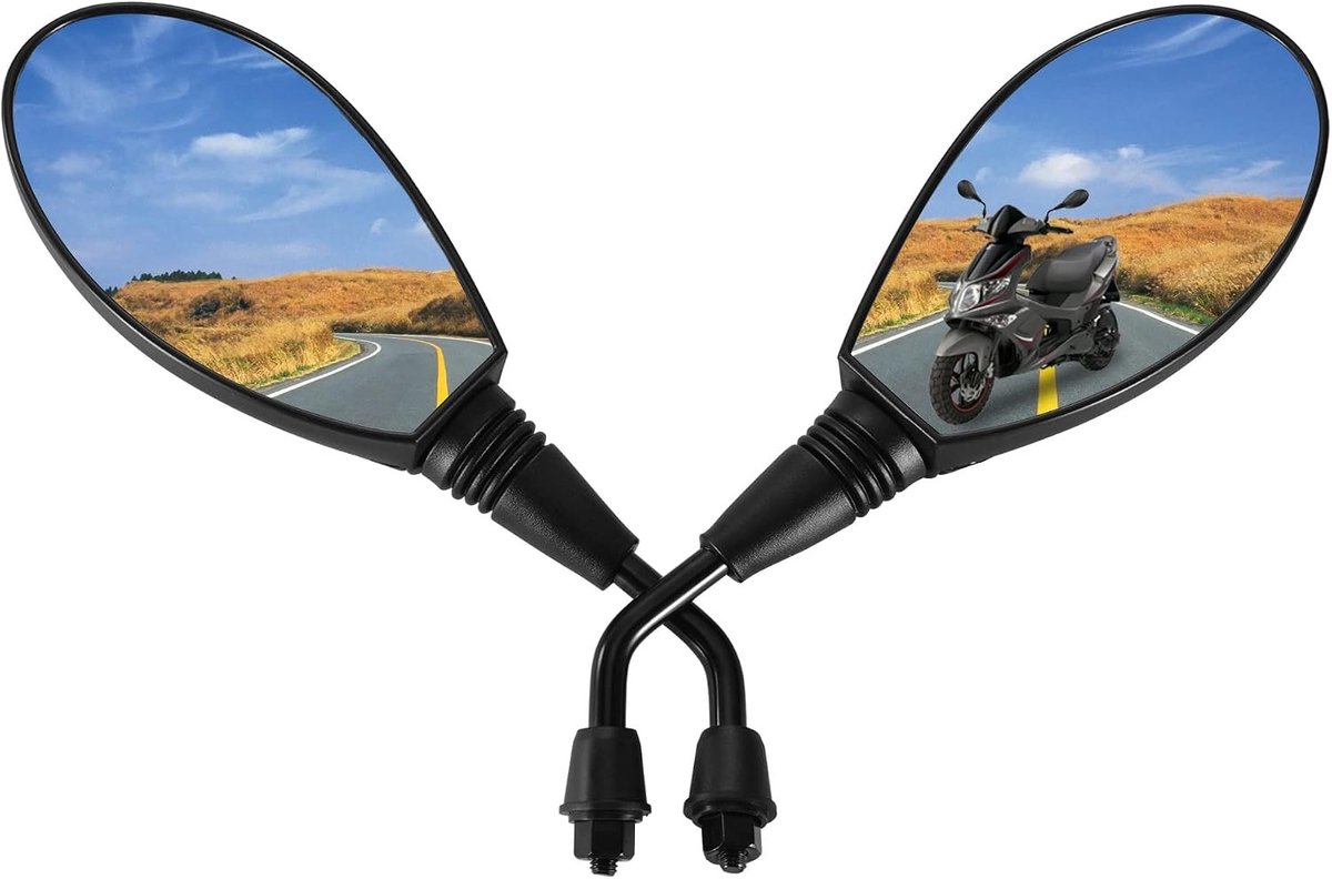 Spiegel fiets electrische fiets - Spiegel Fiets Elektrische Fiets - Zwart - 8mm - Hoogwaardige Structuur - Voor Motorfietsen en Scooters
