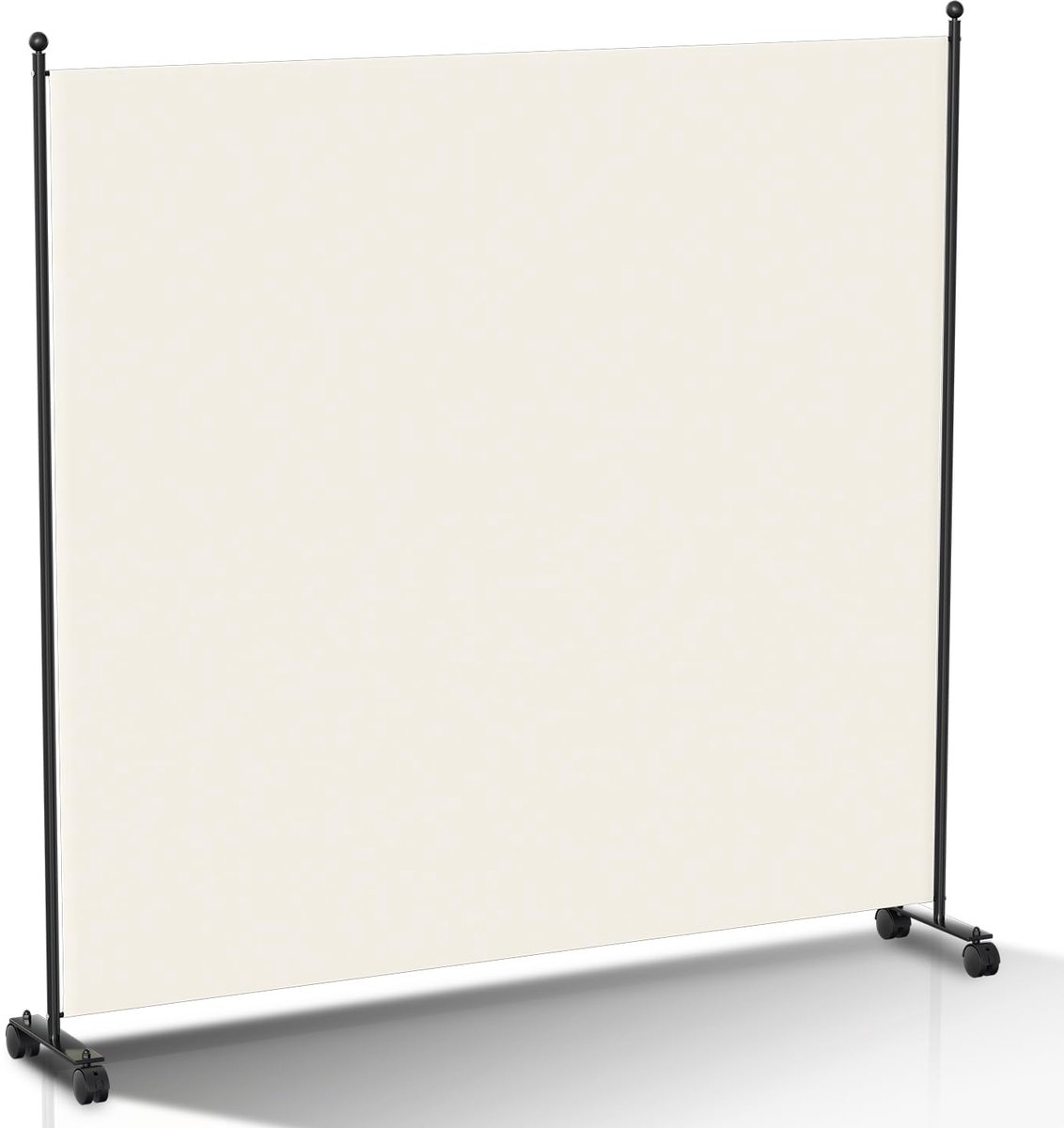 Famanu Inklapbaar kamerscherm als ruimteverdeler, vrijstaande scheidingswand op wieltjes, 1-delig, 187 x 181 cm, ideaal voor kleedkamers en kantoren Zwart