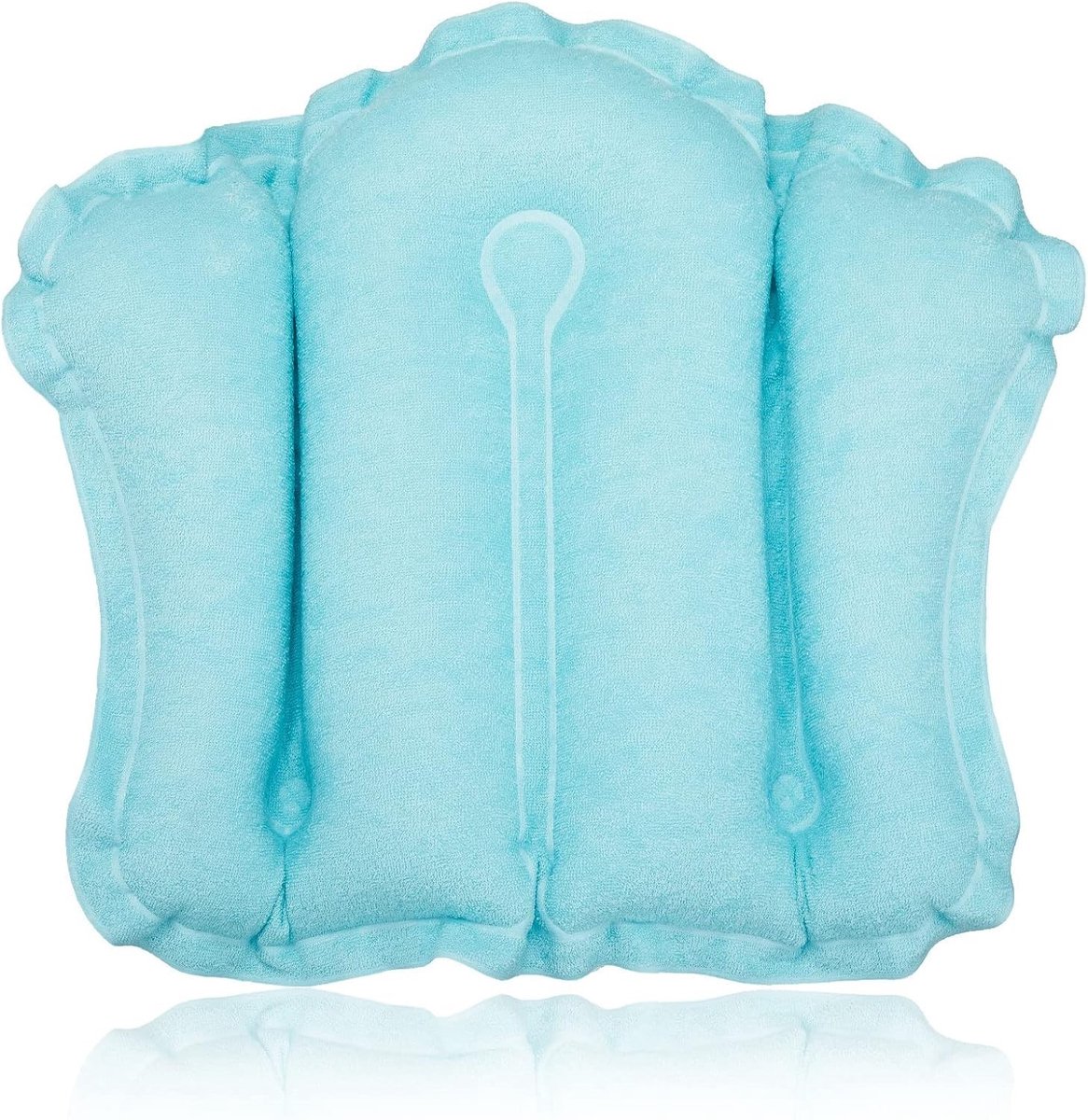 Zacht en Comfortabel Opblaasbaar Badkussen met Zuignap voor Neksteun in Bad of Hot Tub (Blauw)