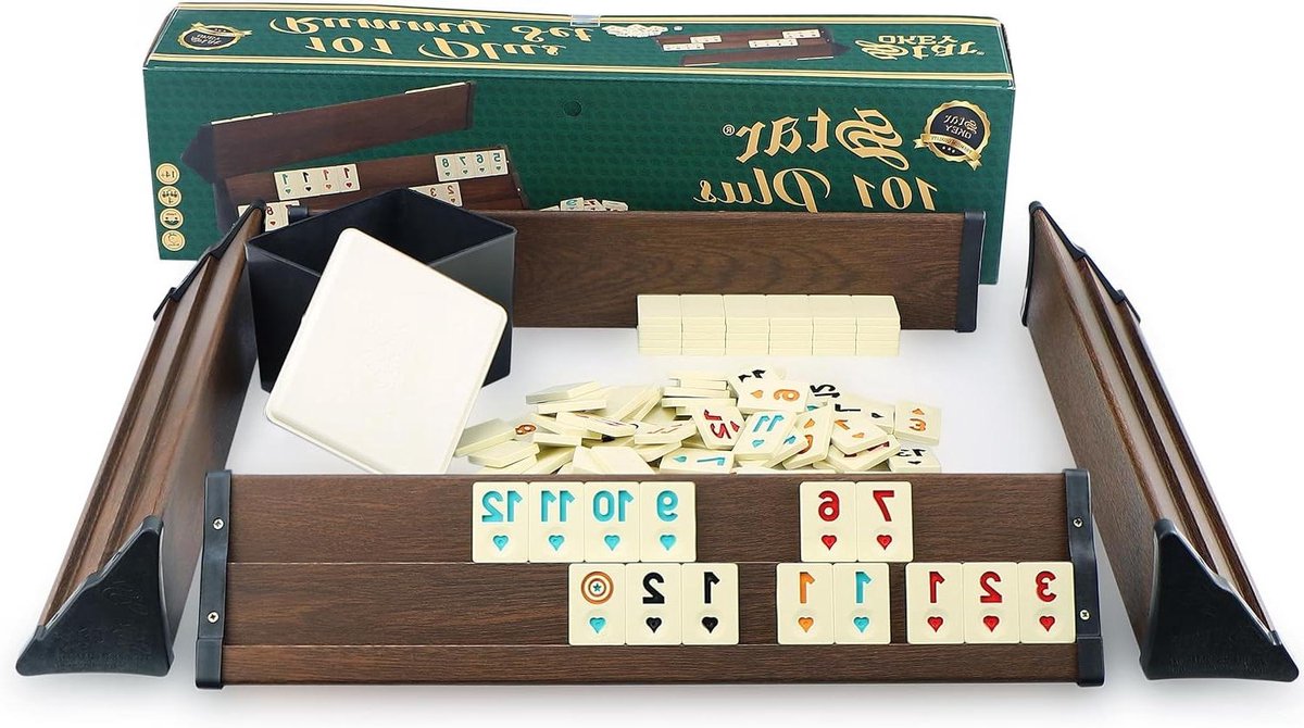 Okey spelset - Rummy spel - Strategisch Spel - Antislip stenen - XXL - Donkerbruin