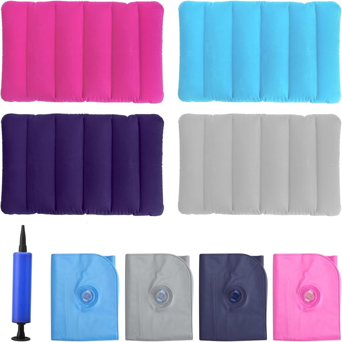 Opblaasbaar Kussen - Blauw - 47 × 30 cm - PVC Materiaal - Voor Camping en Reizen