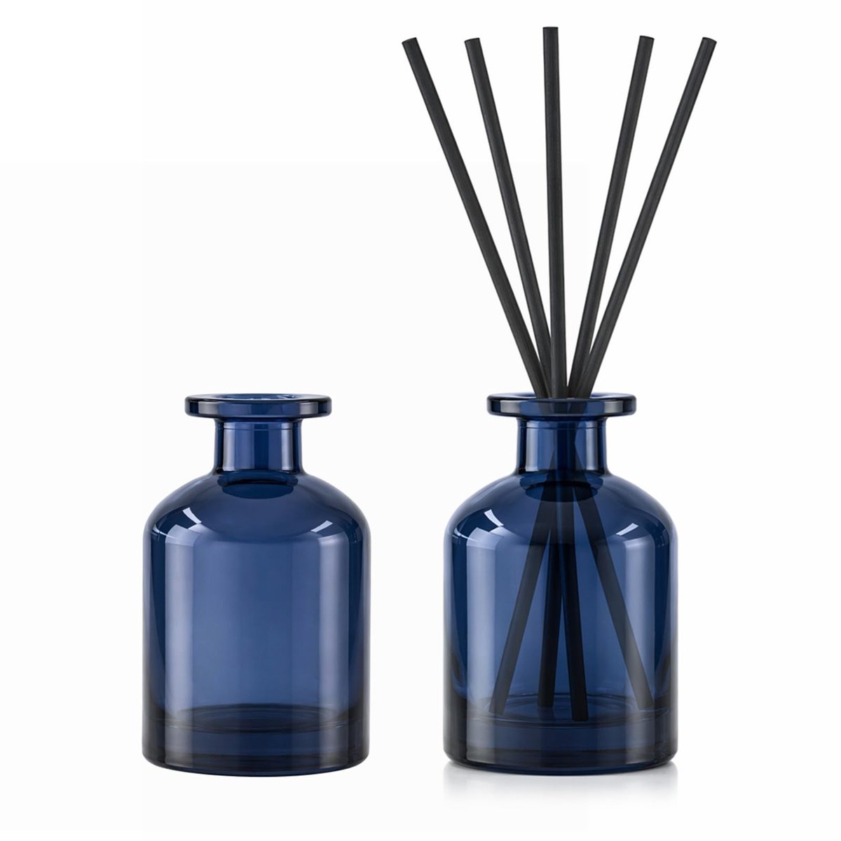 DEARBAG Diffuser glazen flessen, 150 ml, zwart, ronde fles met etherische olie, diffusers voor etherische oliën met - ShopVlot