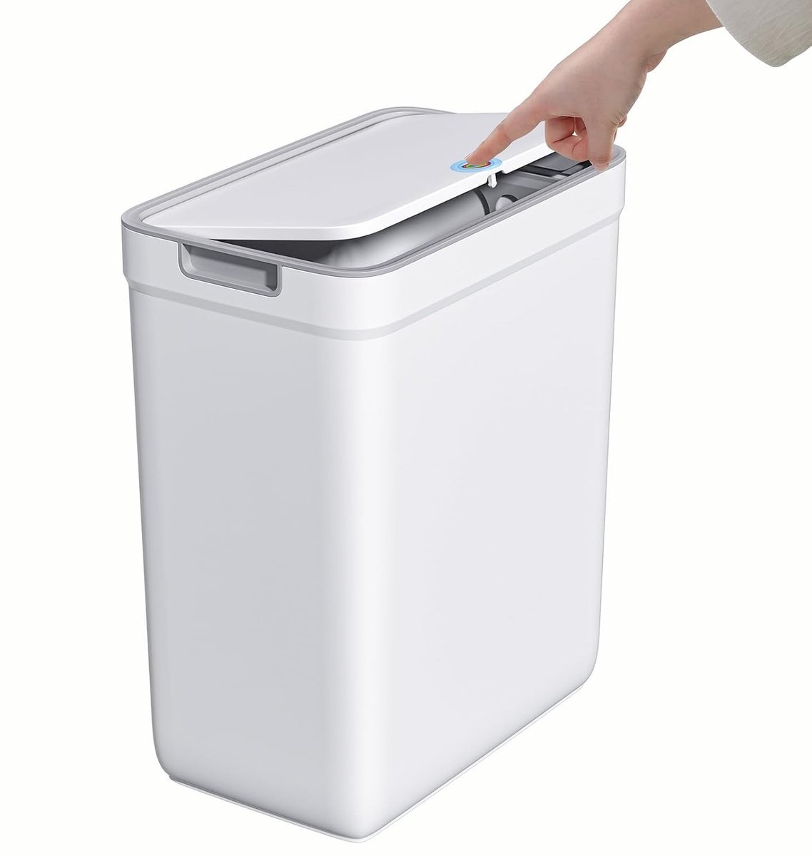 Afvalemmer met Deksel - Wit - 29 x 16 x 32 cm - Duurzame en Waterdichte Vuilnisemmer - Voor Badkamer en Kantoor