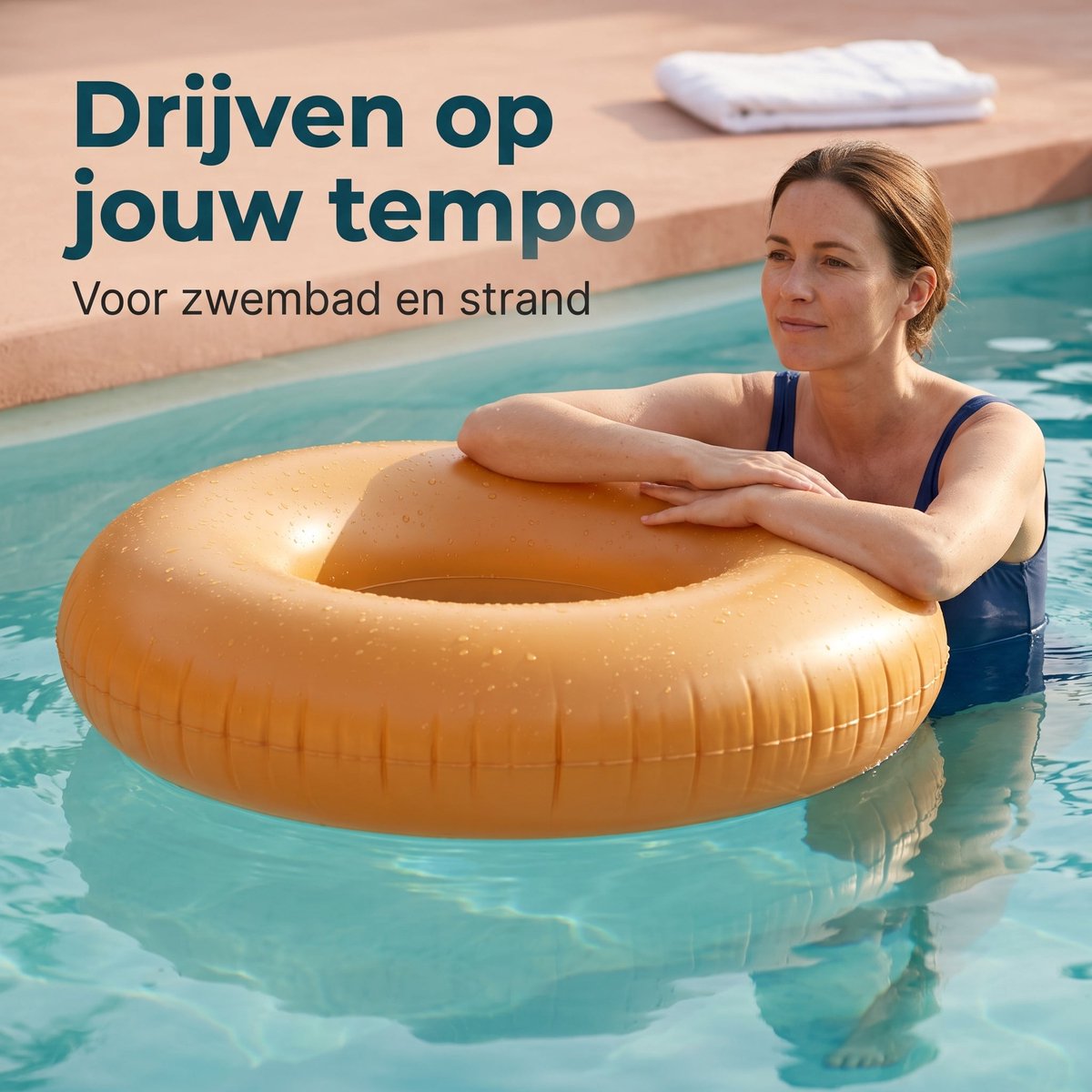 Cheqo® Zwemband Oranje - Zwemring - Opblaasbare Zwemband voor Volwassenen en Kinderen - Zwembad Speelgoed - Waterspeelgoed - Zwembad Accessoires - Opblaasband Groot - Drijfband - Float Tube voor Zwembad en Strand - Zwembenodigdheden Zomer – foto 4