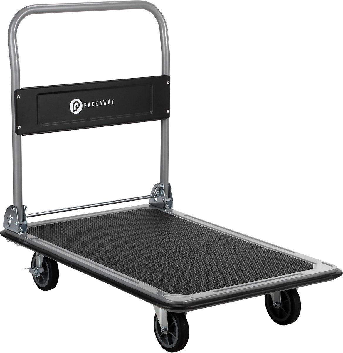 Packaway Transportwagen Inklapbaar - Draagvermogen 350 kg – Plateauwagen – Magazijnwagen – Platformwagen – 92 x 62 cm – Transportkar – Antislip Laadplatform – Inclusief Rem – 4 Wielen