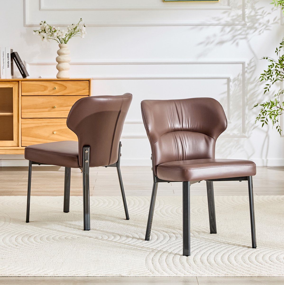 STILVORA Eetkamerstoel Set Van 2 81 Cm Gepolsterd Zitcomfort Voor Eetkamer Keuken En Woonkamer Kunstleer Bruin