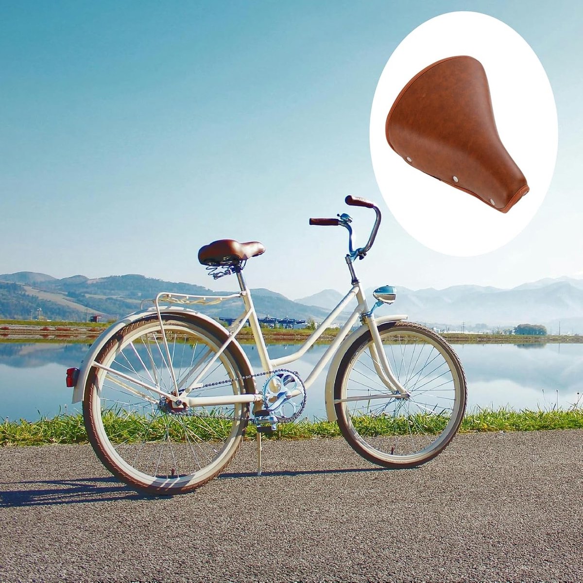 Fietszadel dames super comfort - Bruin - Vintage echt leer - Comfortabel verend zadel - Voor Fietsen
