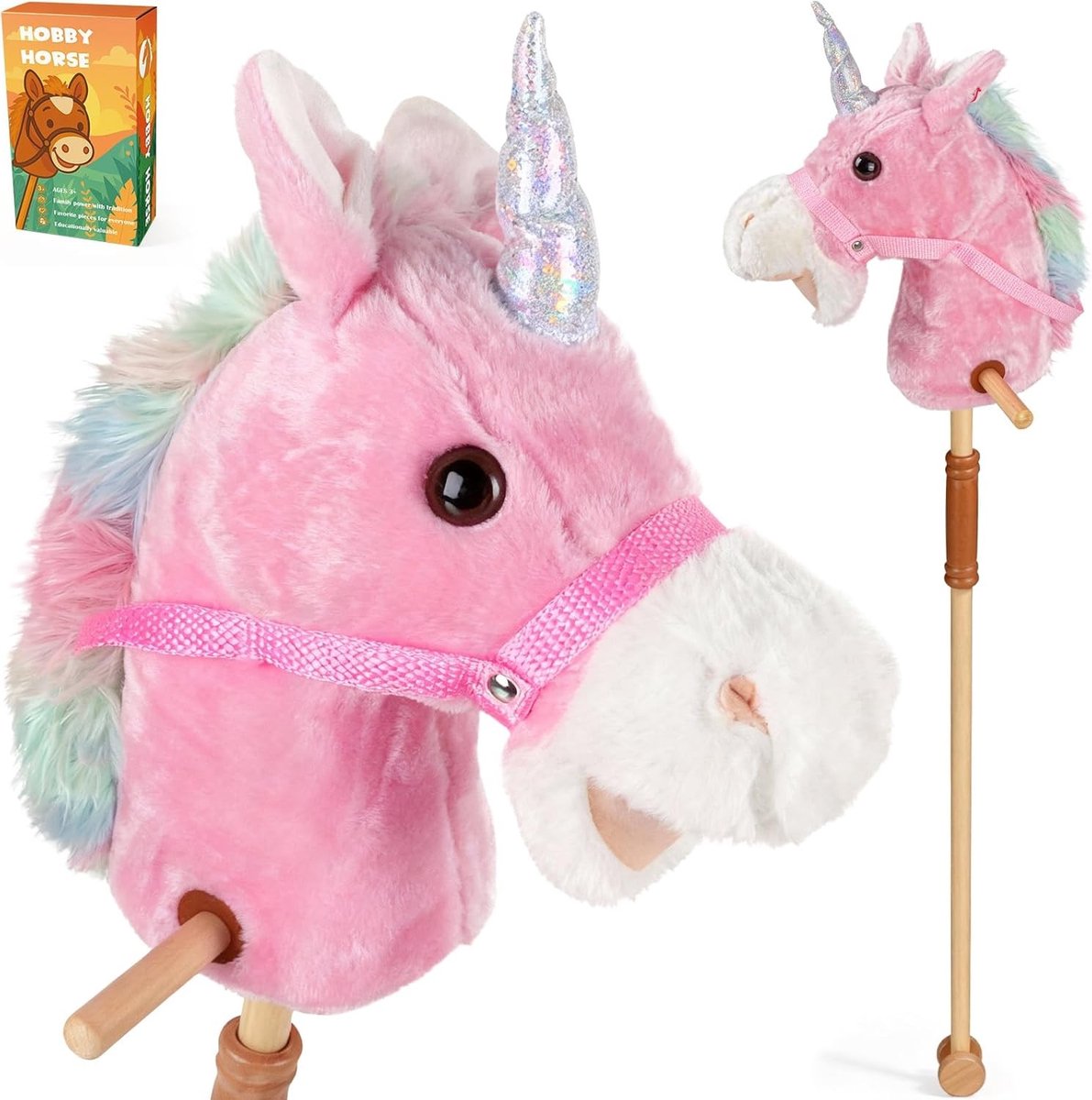 Hobbyhorse Stok Paard - Roze - Zacht Pluche Hoofd - Voor Kinderen