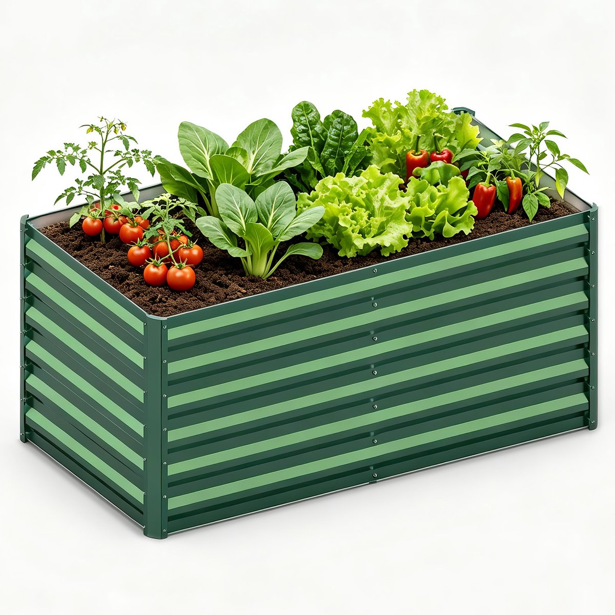 Soontrans - Verhoogde Metalen Plantenbak - 120X60X60cm - Rechthoekig Verzinkt Staal - Groot Plantenbed voor Groenten - Bloemen en Kruiden - Tuin Tuinbed & Terras Bloembed - Groen
