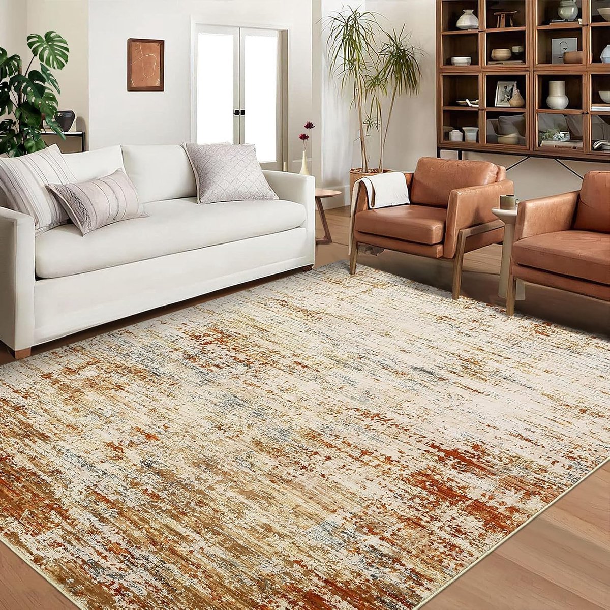 Vloerkleed Abstract Oranje 240x340 cm Fluweel Pearl Velvet TPR Opvouwbaar