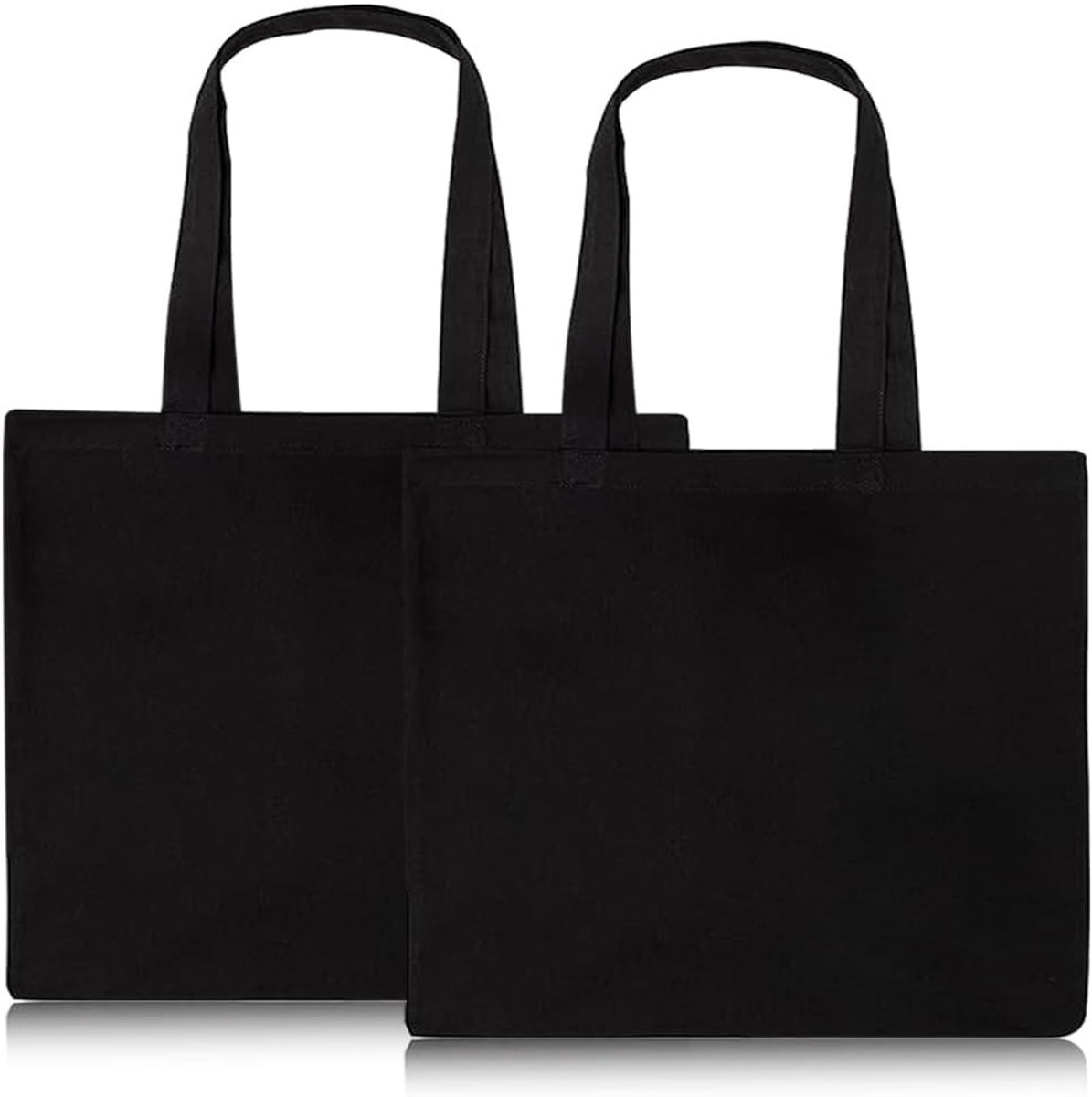 Grote Zwarte Katoenen Tas, Set van 2, Vouwbare Winkel- en Sporttas, 45 x 35 cm, Duurzaam en Handig