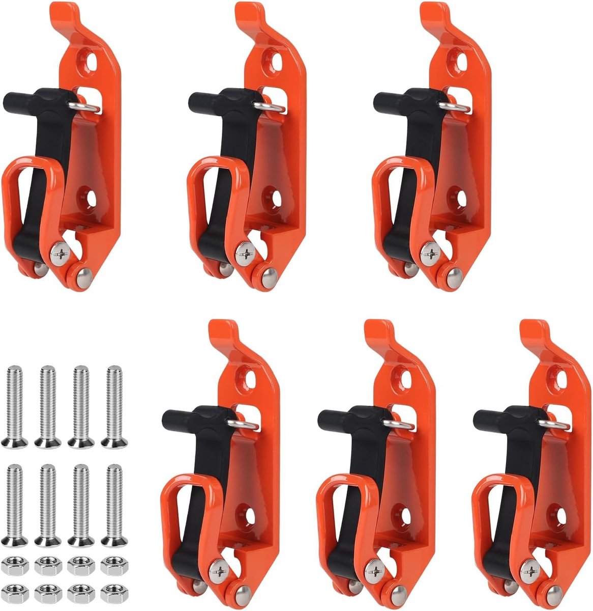 6 x 17-40 mm Dakkoffer Bevestigingsset met Metalen en Rubber Klemmen, Oranje, Voor Dakkoffers en Fietsendragers