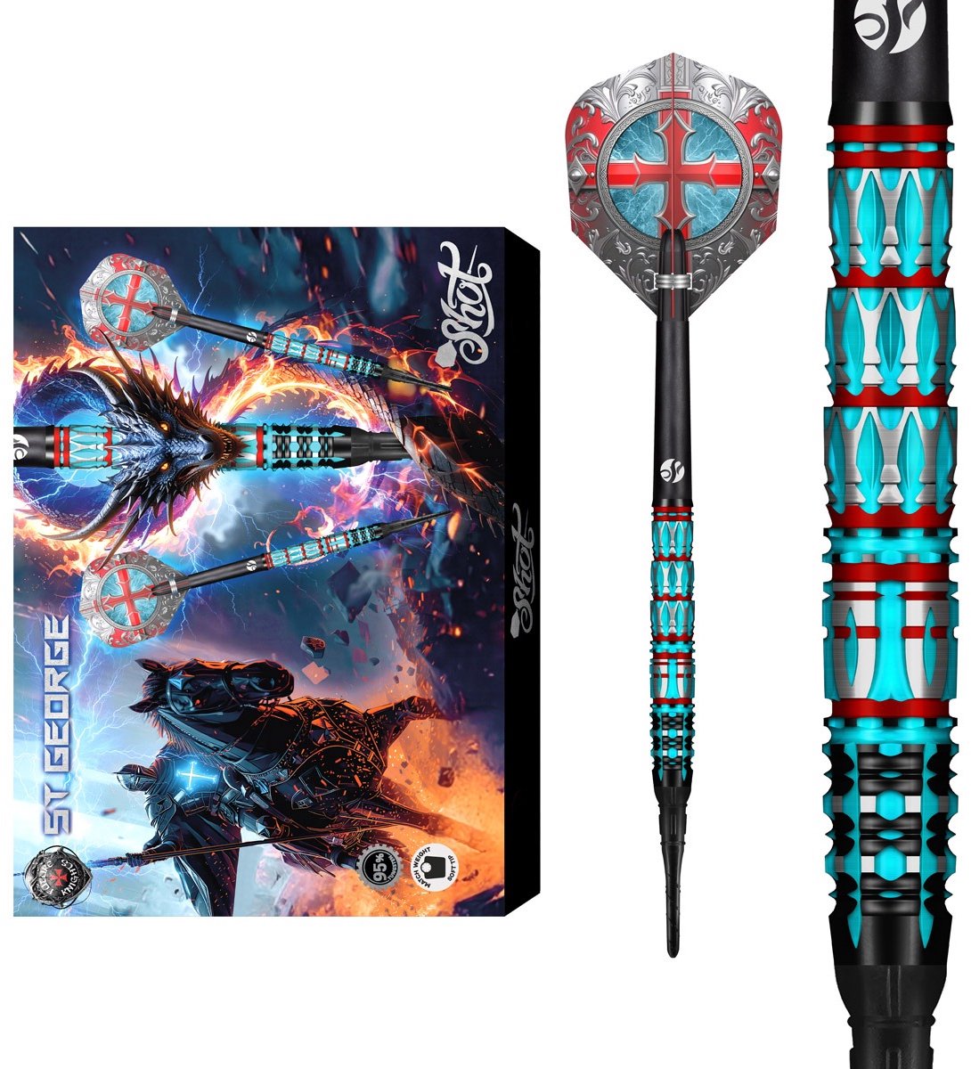 Shot Future Knights St George 95% - Soft Tip Dartpijlen