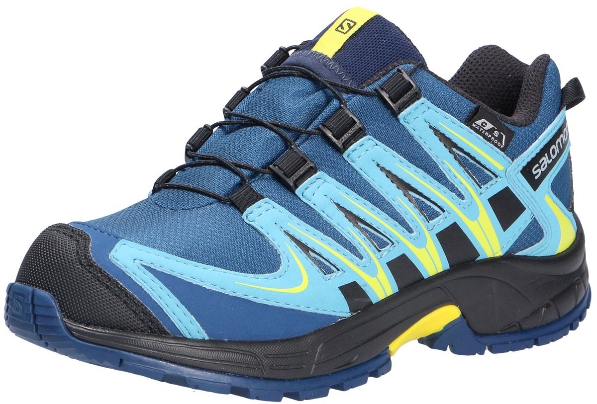 Salomon XA Pro 3D CSWP K - Junior Trailrunning Schoenen - CSWP - Midnight / Blauw / Geel - Maat 29