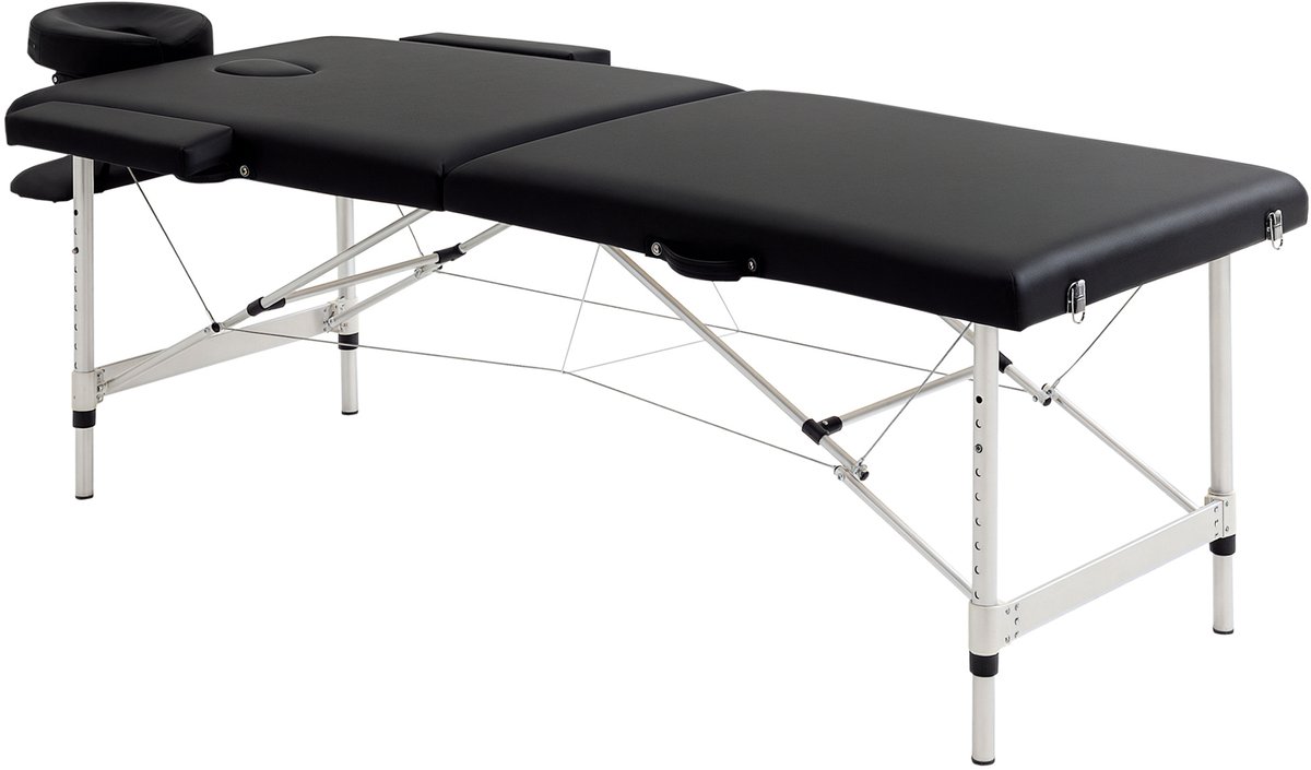 HOMCOM Massagetafel - Aluminiumlegering - 210x90x84cm - Zwart