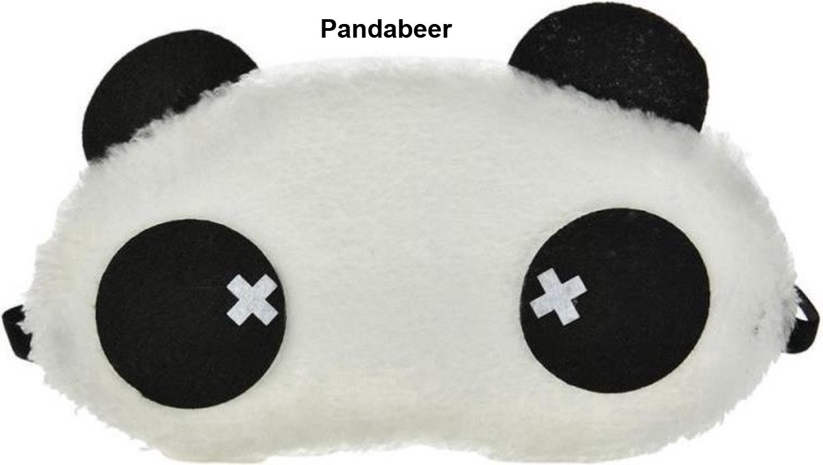 Panda slaapmasker - Panda oogmasker - Fluffy slaapmasker - Oogmasker slapen - Zacht slaapmasker - Panda masker - Panda sleep mask - 17x9 cm - Jonyx