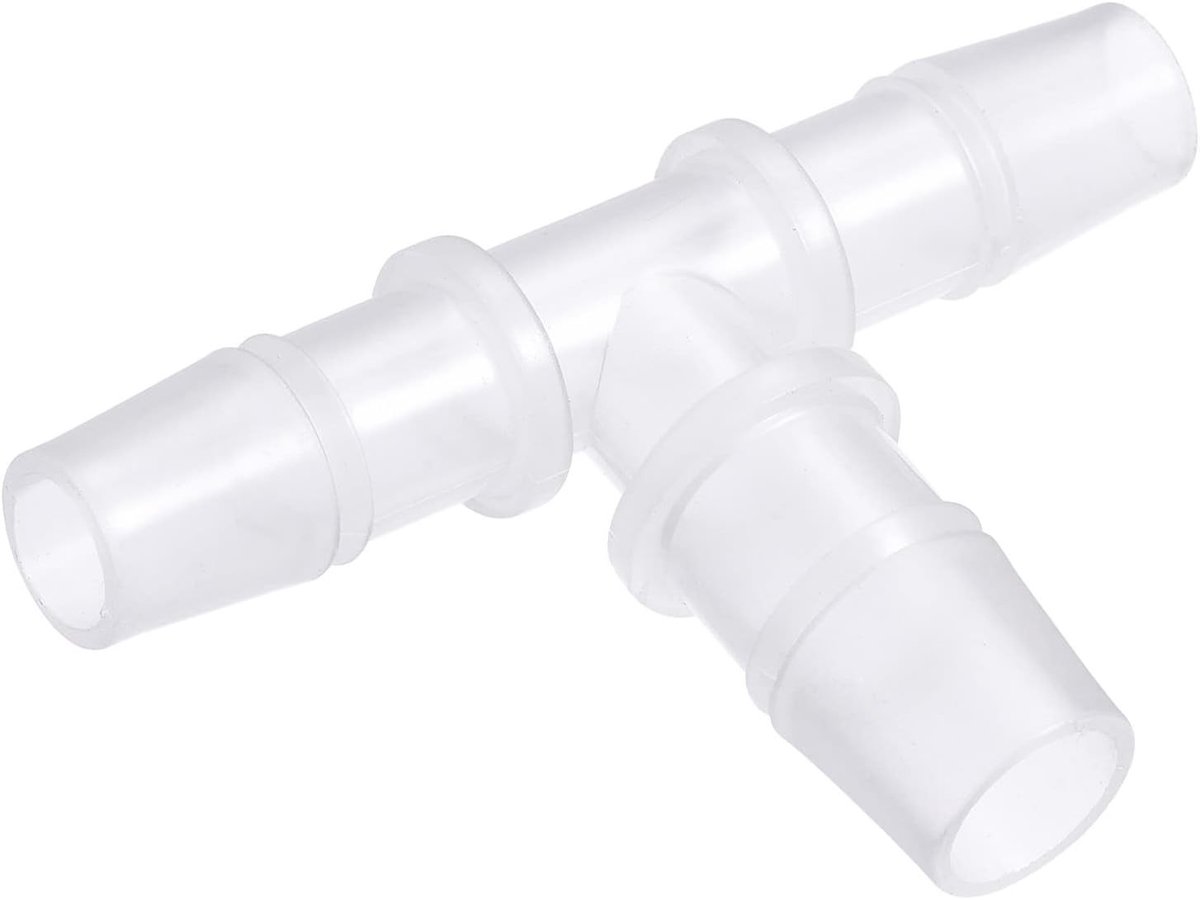 Tee Verbinding voor Slangen, 10 x 12 x 10 mm, Plastic, Water- en Brandstofbestendig, 3-Weg Aansluiting