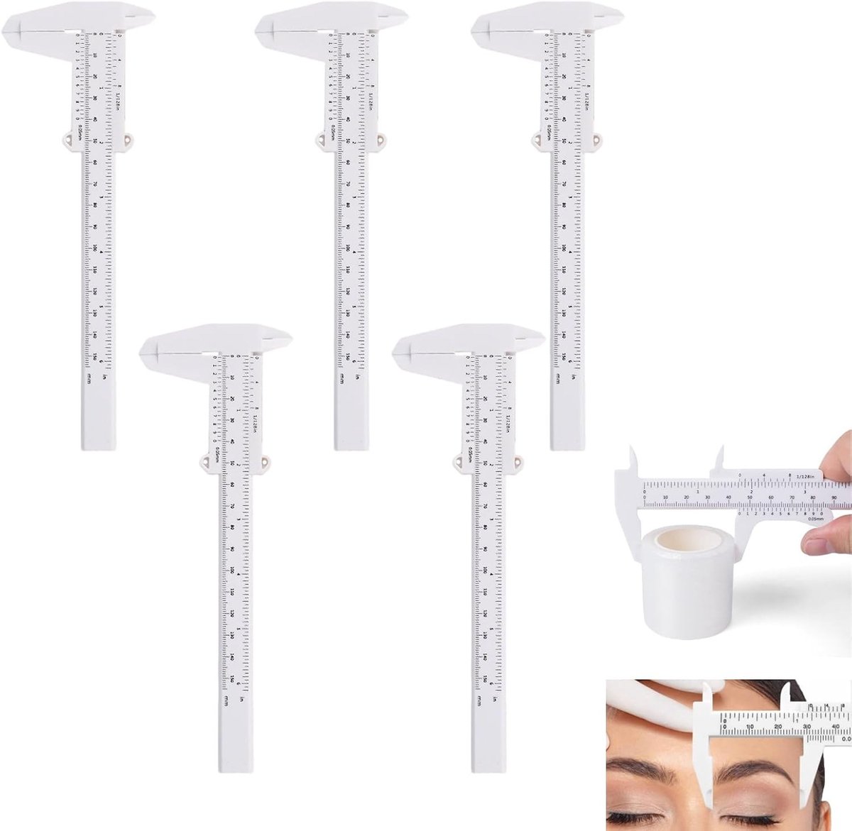 5-delige wenkbrauwmeetlat set, wenkbrauwmapping tool voor cosmetische tatoeages, nauwkeurige wenkbrauwlijnen en liplijnen