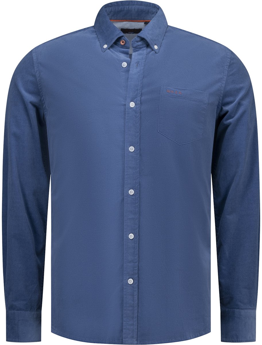 NZA - Heren hemd - Maat L - Mannen - blauw - katoen