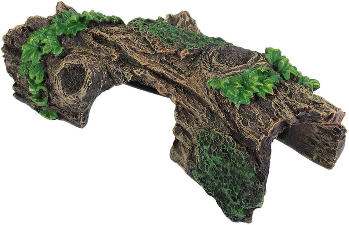 Aquariumdecoratie - Bruin - 17 x 8,5 x 10 cm - Kunsthars Boomstam Ornament - Voor Kleine Vissen en Garnalen