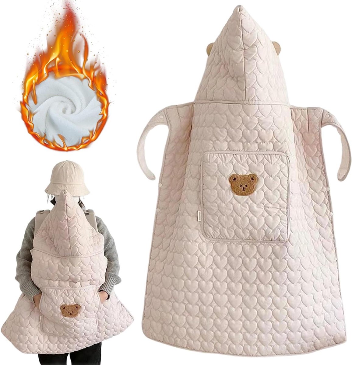 Baby draagzak hoes - Winter deken - Baby warm houden - Verdikte isolatie - 33x31x4 cm - Beige