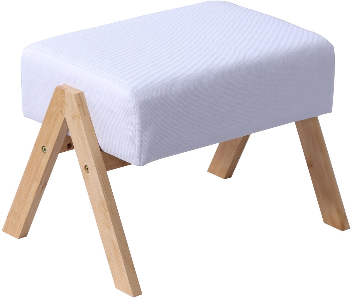 Famanu – Gepolsterde voetenbank met bamboepoten, 40x28x30 cm, crème/natuur, ideaal voor hal en woonkamer