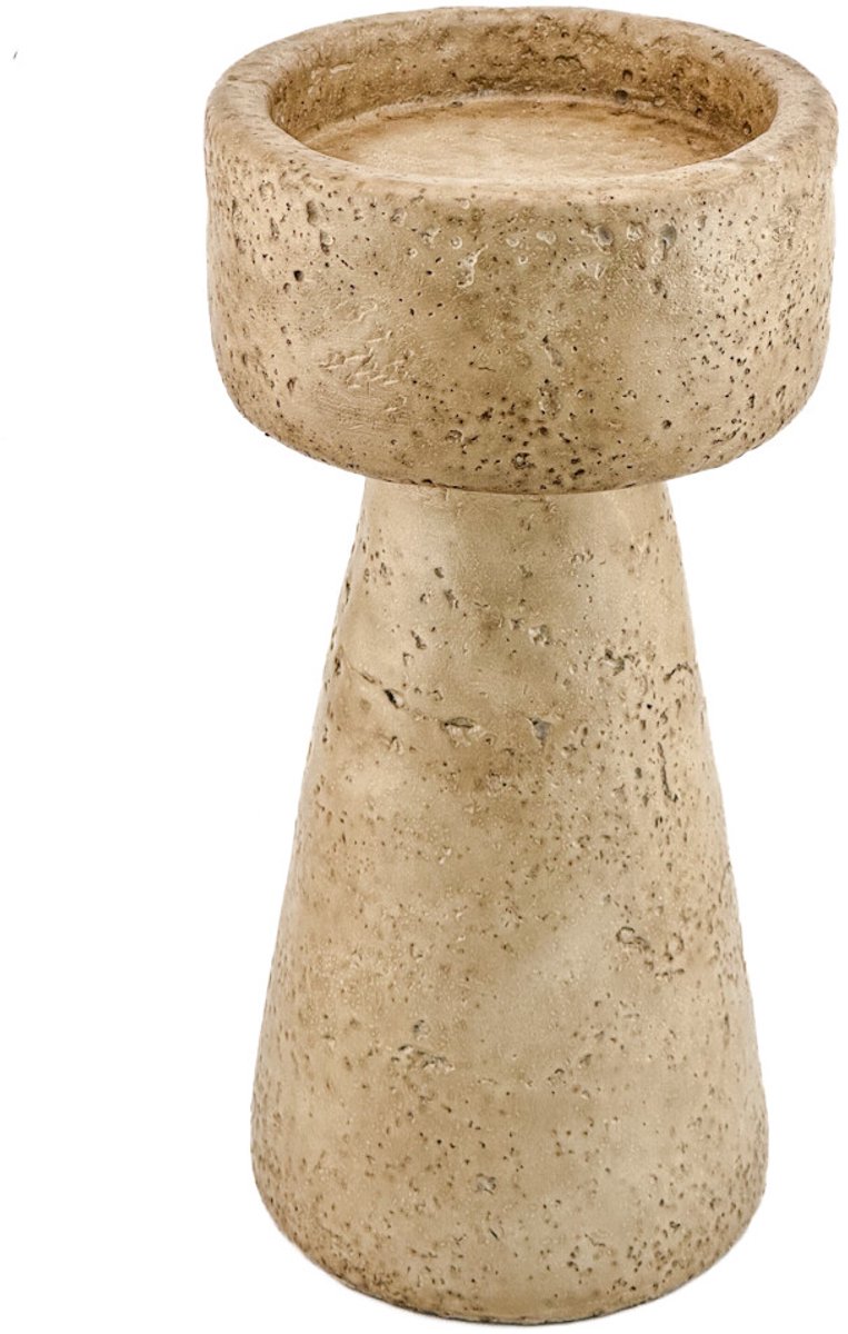 Aardewerk kaarsenstandaard beige M wb