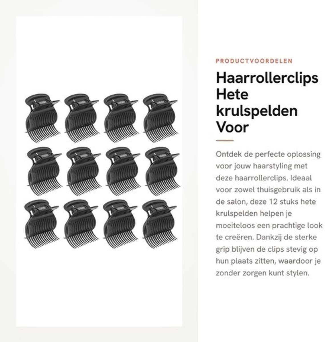 Dailygoods- Haarrollerclips 12 stuks - Hittebestendig - Haaraccessoires - Sterke grip - Lichtgewicht - Waterdicht - Roestvrijstalen veer - Krulspelden