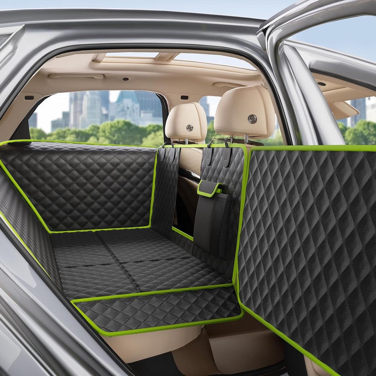Autostoelhoes Hond - Hondenmat Auto - Veilig Reizen - Verwijderbare Zijvleugels - 60 cm Breed - Zwart